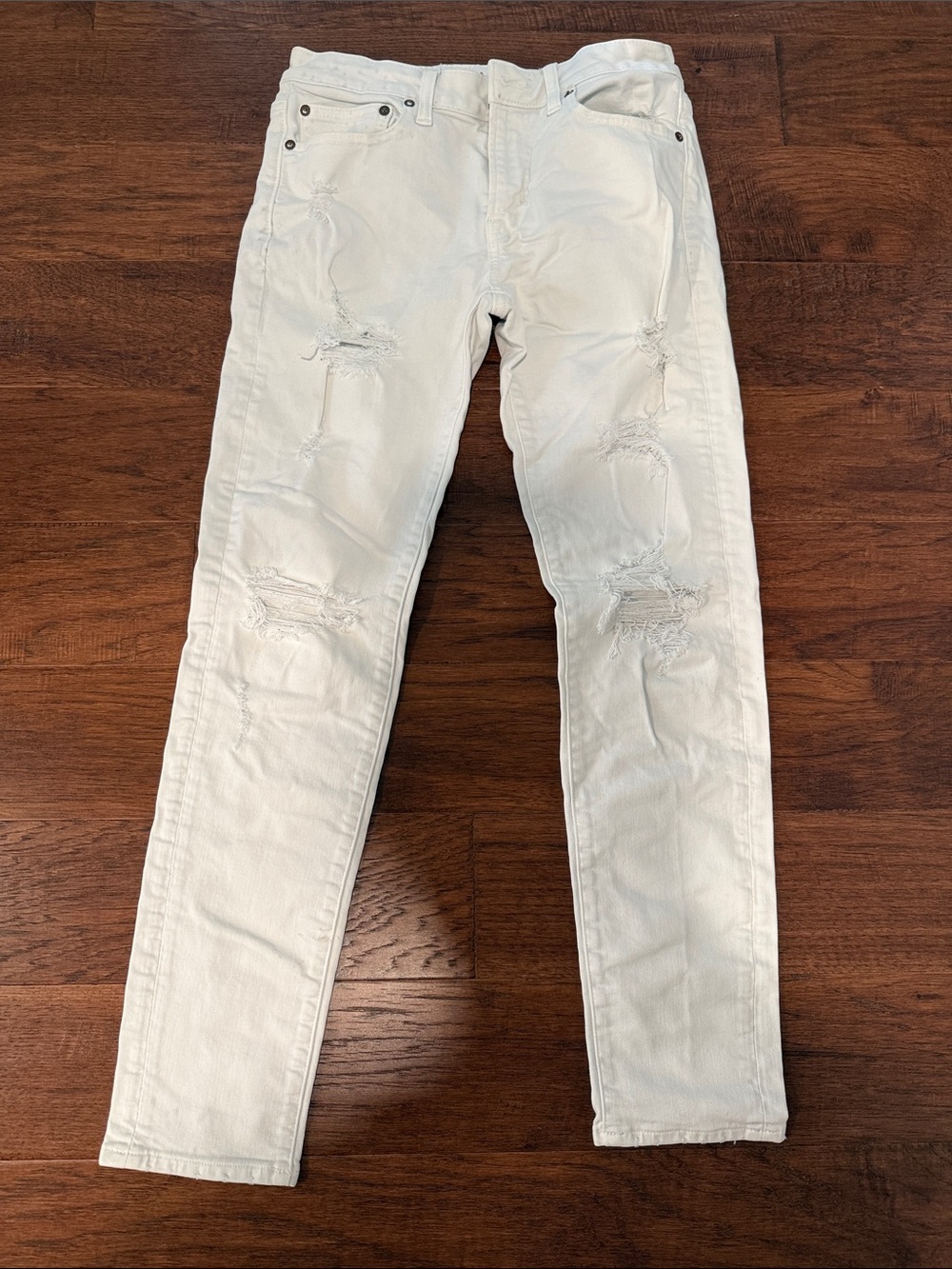 American Eagle Outfitters White Ripped Skinny Jeans for Men 31x32